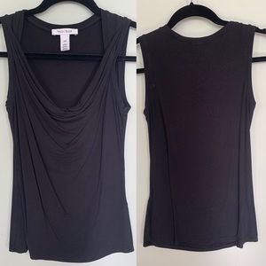 WHBM Black Draped Neckline Blouse